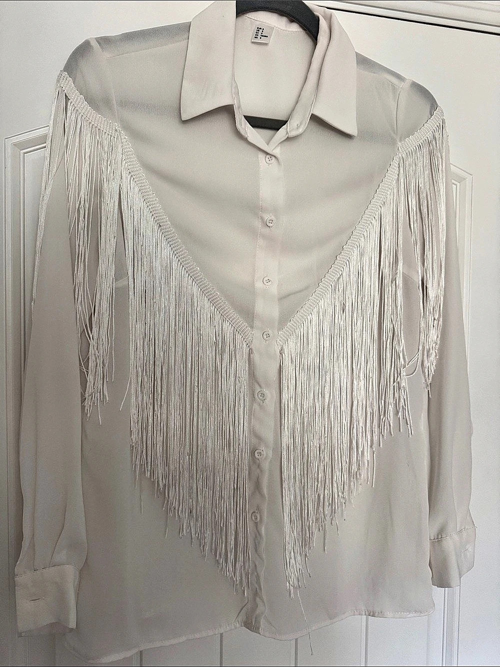 H&M Fringe Button-Down Shirt White Small